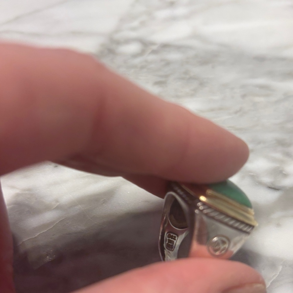 David Yurman Turquoise Silver and Gold Albion Ring Sz 7 - Picture 5 of 7